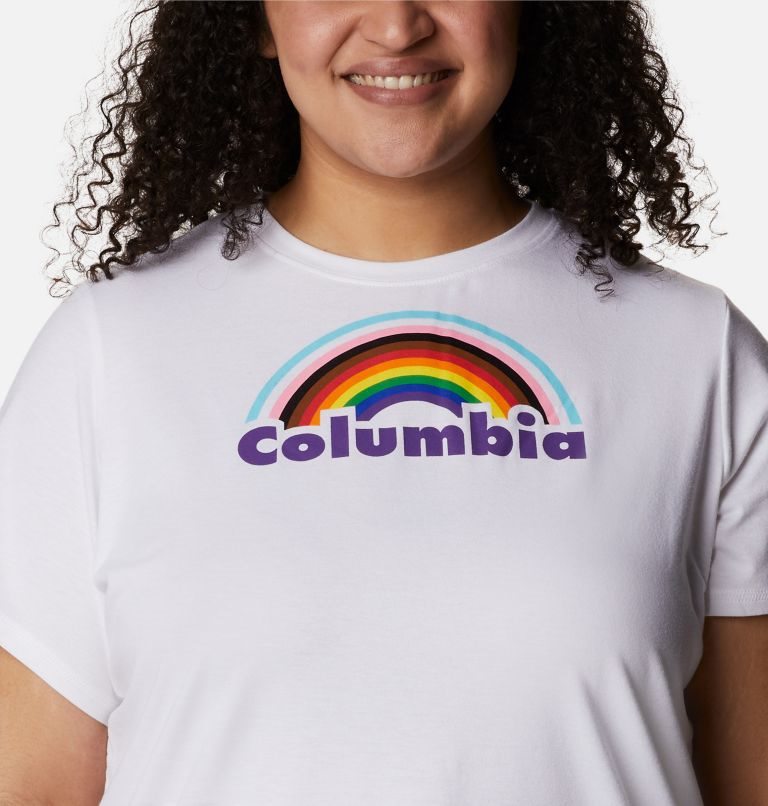 Women's Columbia Sun Trek Graphic T Shirts White | Plus Size CA-B3CA6